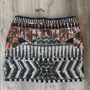 Endless Rose Black and White Sequin Pencil Mini Skirt